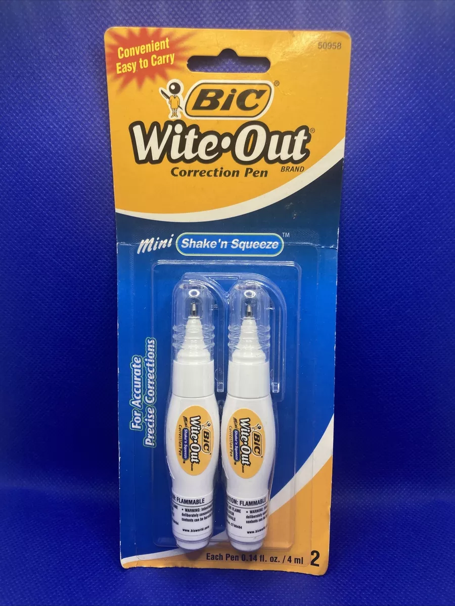 BIC Wite-Out Brand Shake 'N Squeeze Correction Pen, White, 4 Count