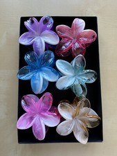 Summer Hawaiian Style Plumeria Hair Claws - 6 Pack Colorful Flower Hair Clips