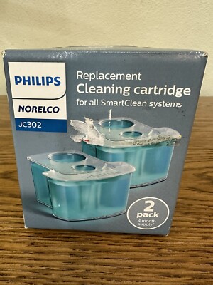 NEW PHILIPS NORELCO JC302/52 SMARTCLEAN REPLACEMENT CLEANING CARTRIDGE 2 PACK