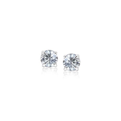 14 Karat Weißgold 3 mm facettiert weiß kubisch Zirkonia Ohrstecker