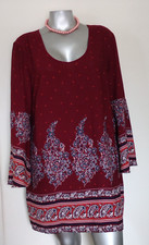 WOMEN'S  XHILARATION TOP BLOUSE TUNIC Size XXL Bell Sleeve Open tie back Pockets