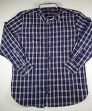 BUFFALO DAVID BITTON Blue Plaid Long Sleeve Slim Fit Front Button Shirt Large L