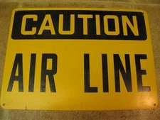 Vintage CAUTION AIR LINE Metal 14x10 Sign Factory Industrial