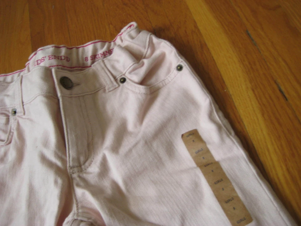 NWT Lands End girls pink Skimmer JEANS Size 8 skinny capri cropped pants NEW - Image 2 of 3