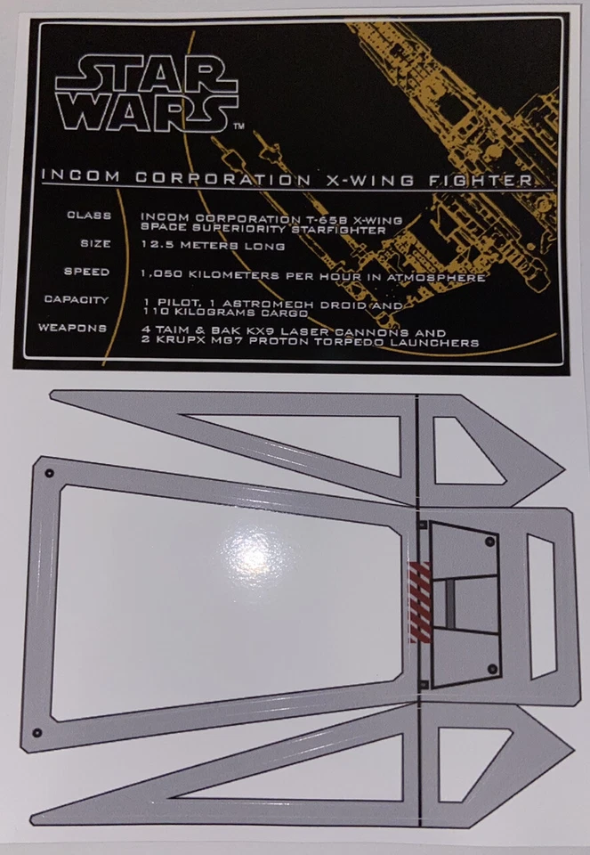 MARKENLOS Lego Star Wars UCS custom Sticker sheet 7191 X-Wing Window and Displaysticker
