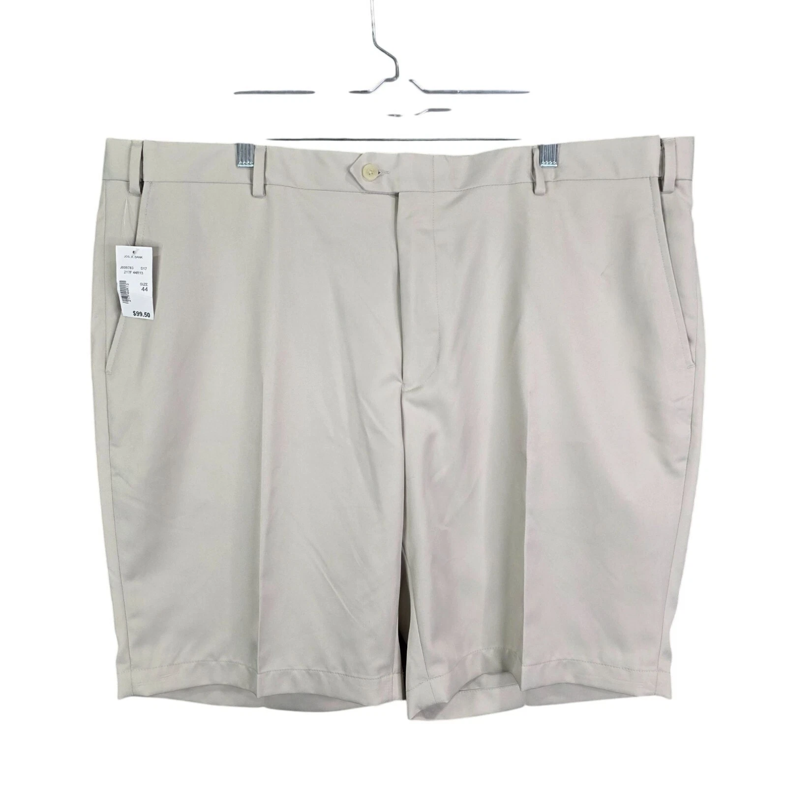Mens Jos. A Bank Beige Traveler Chino Shorts Flat Front Polyester 10.5" Inseam 4