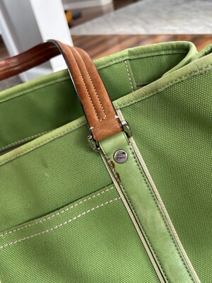 Coach Tote Bag Green Canvas Carryall Lined Shoulder L0893-70157 | eBay