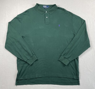Vintage Ralph Lauren Polo Green Shirt Mens XL Long Sleeve Rugby