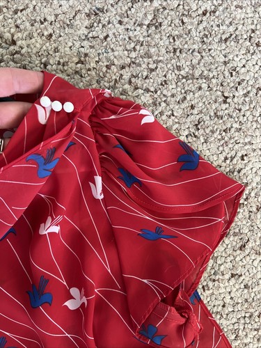Vintage 1980s Red White & Blue 100% Polyester Dress Maree' Made Jamaica Size 18 - Picture 7 of 13