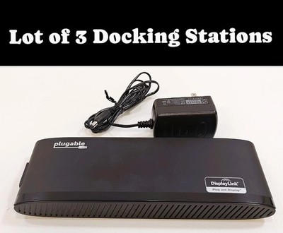 Lot Of 3 Plugable UD-3900H USB 3.0 6-Port Dual Monitor Docking Stations 