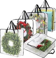 5 Pack Wreath Storage Bag, Summer, Christmas Decoration Garland Container,... 