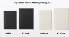 Muji Vertical Planner 2027 Monthly/Weekly Size B6/A5 With 2 Color Black White