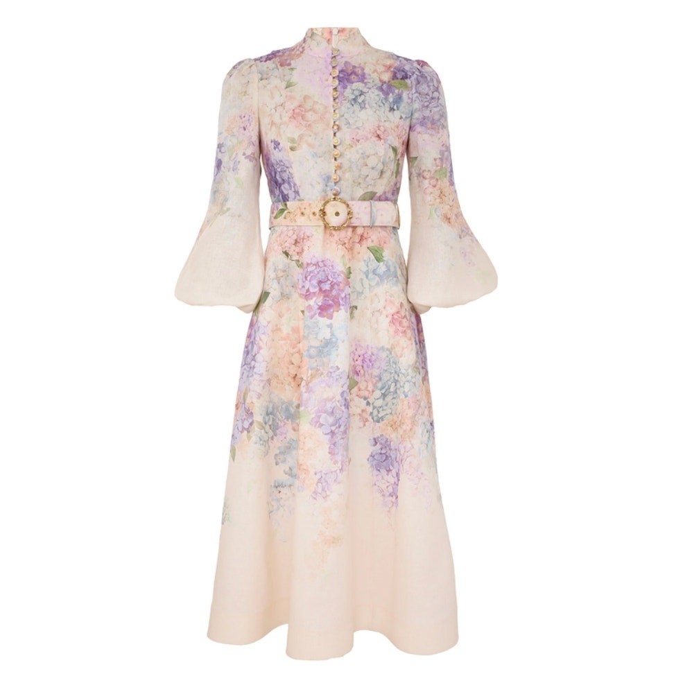 ワンピース ZIMMERMANN DAWNING BUTTONED MIDI DRESS Zimmermann Dawning Buttoned Midi Dress Color Multi Hydrangea