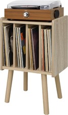 Record Player Stand Vinyl Record Storage Table with 4 Cabinet Mid Century