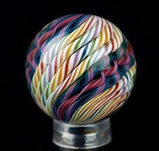 Bryan Trillas Glass Marble/Filigree 14 Cane Pattern/UV/Purple Rainbow/1.0-1.1in