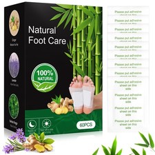 60 Pack Bamboo Foot Pads with Adhesive Sheets - Natural Vinegar White