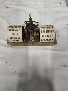 Antique Andrews Calendar Clock Movement Nice Clean Working Condition