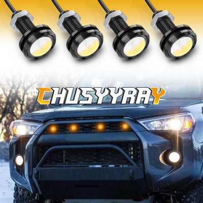 4x Front Grille Bumper Hood Marker Amber LED Light For  F250 F350 Super Duty