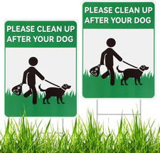 2 Pack Clean up after Your Dog Signs, 12.6" X 9.5" No Pooping Dogs Signs with Me