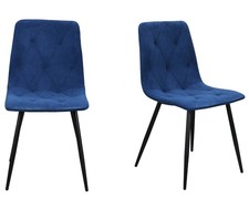 set of 2 Velvet Dining Chairs Beige Dark Grey, Light Grey Blue Black
