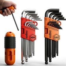 27PCS Durable Hex Key Allen Wrench Long Arm Set with Ball End, Metric and Sta...