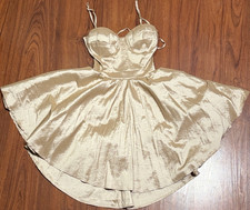 Windsor Gold Fit & Flare Sleeveless Party Dress, Sweetheart Neckline, Lace Up