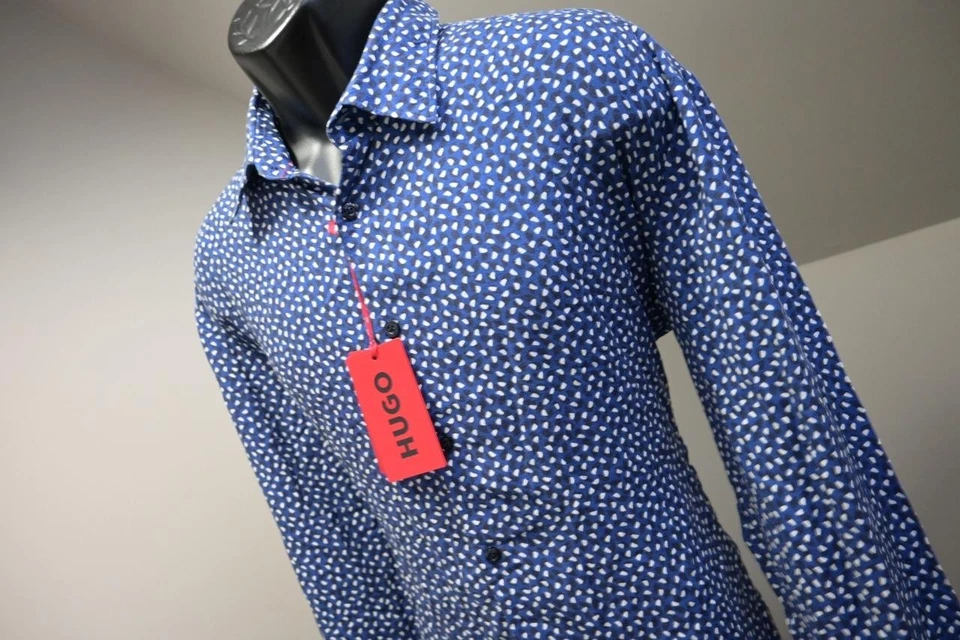 Hugo Boss Casual Slim Fit Dress Shirt 100% Viscose Button Up Mens 2XL XXL NWT - Image 3 of 4