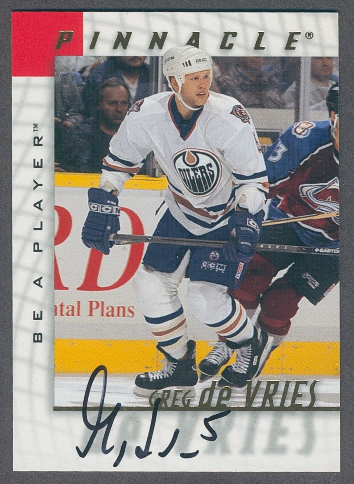 1997-98 Pinnacle Be a Player #78 GREG DE VRIES Avalanche Certified Autograph