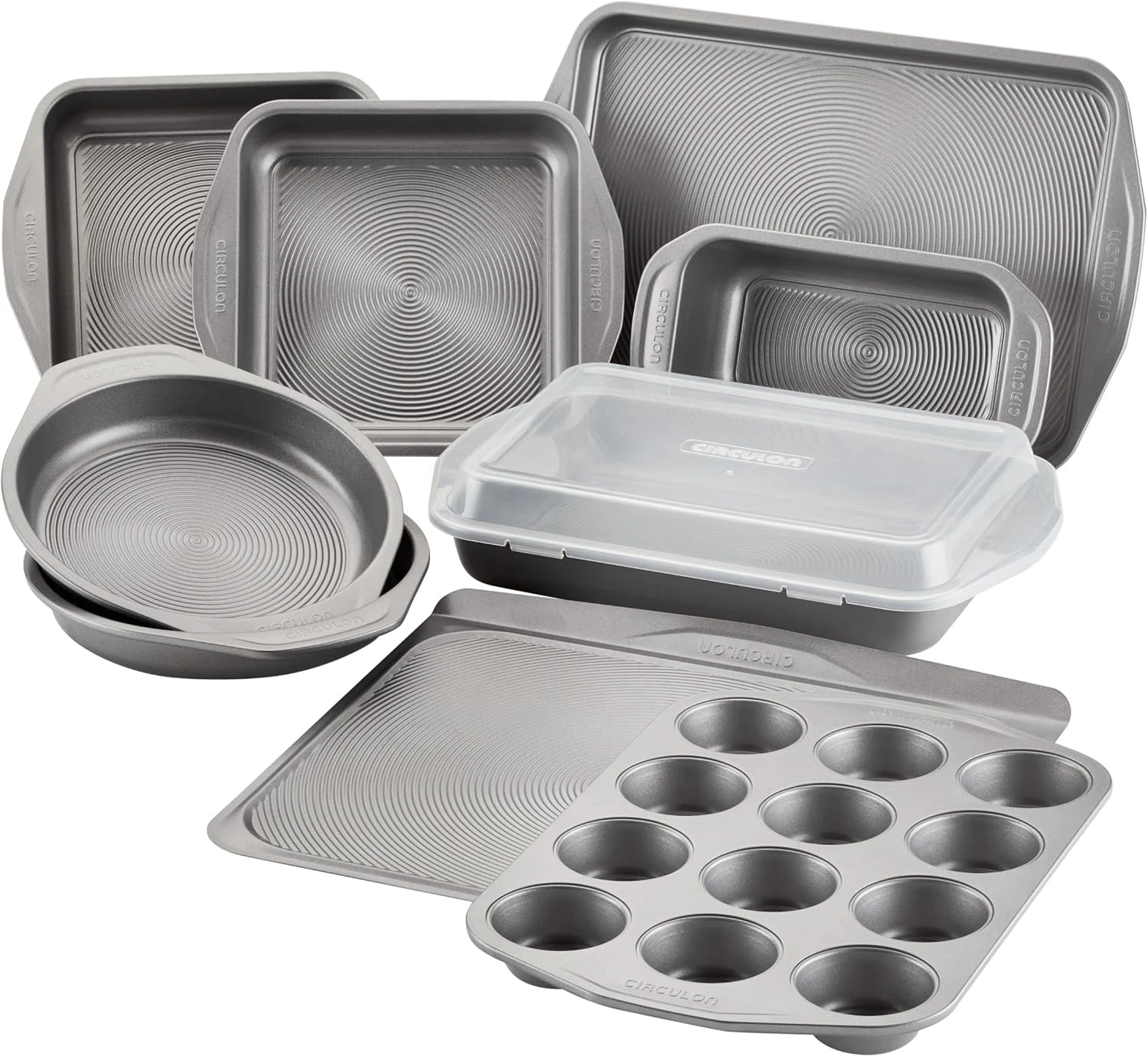 Gray 10-Piece Nonstick Bakeware Set for All Your Baking Essentials