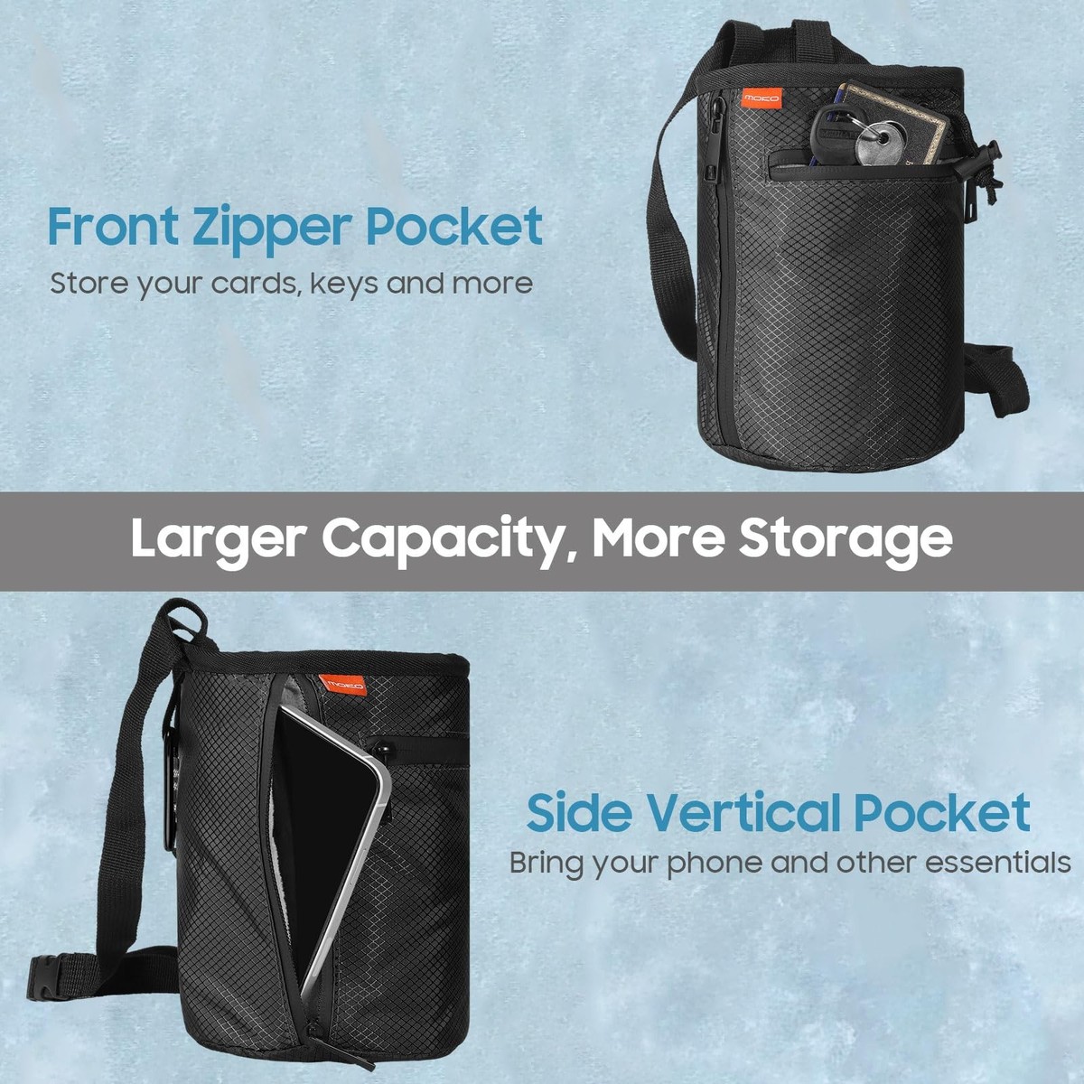 MoKo Climbing Chalk Bag with Brush, Waterproof Nylon Bouldering MoKo Climbing Chalk Bag with Brush, Waterproof Nylon Bouldering