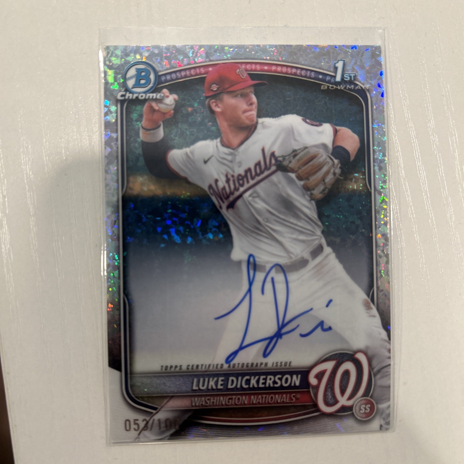 2025 Bowman Chrome Luke Dickerson 1st Auto /100 Mini Diamond Refractor CPA-LD