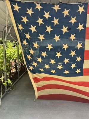 Antique 1890 43 Star American Flag 9'x14'6” Very Large Extremely