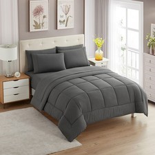 Sweet Home Collection 5 Piece Comforter Set Bag Solid Color All Twin, Gray