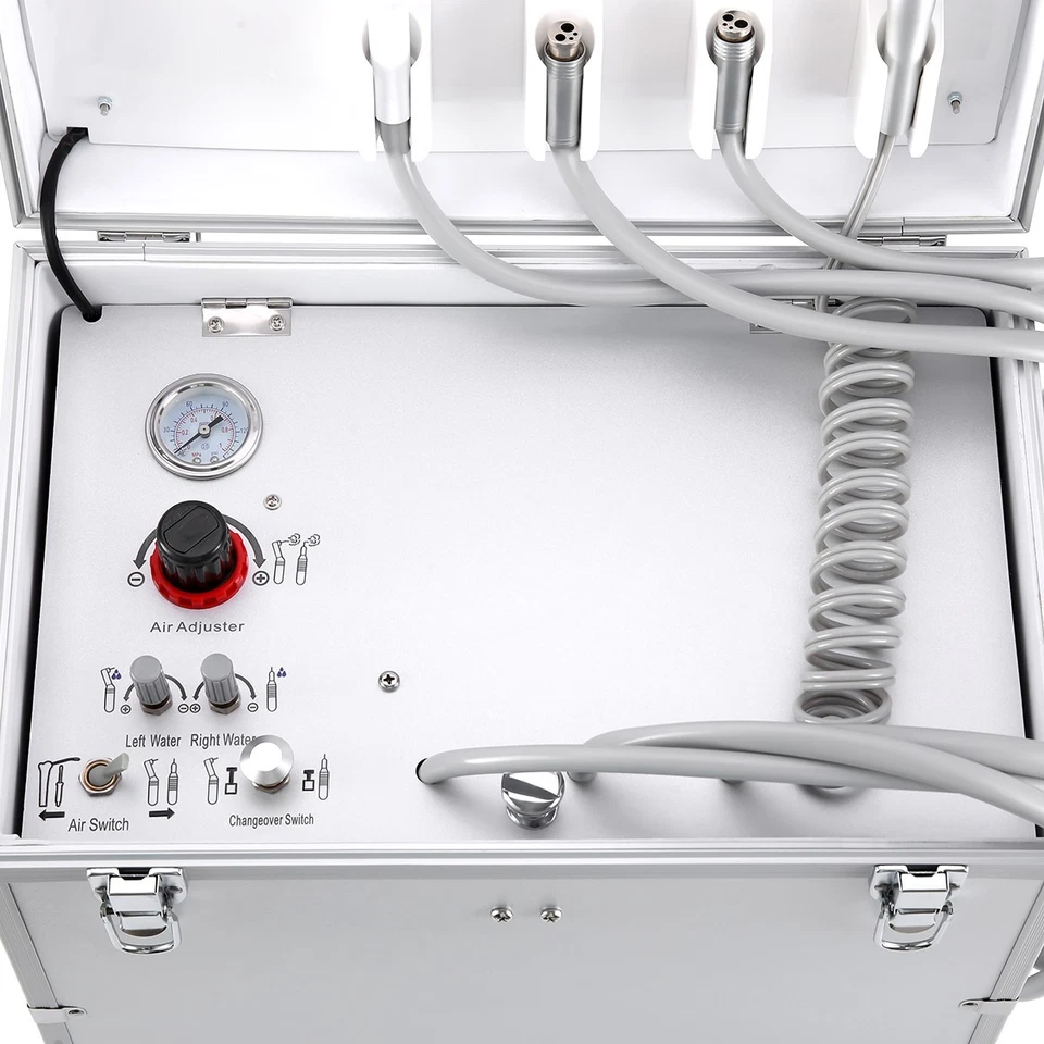 Unidad de entrega móvil dental portátil compresor de aire unidad de tratamiento estuche 4 orificios Foto 3 de 4