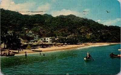 Puerto Vallarta Mexico Playa del Sol Beach Boats VistaColor Postcard