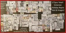 VICTORIAN HOLIDAY Vtg Ad Repros Junk Journal Scrapbook Ephemera Stamps Image Lot