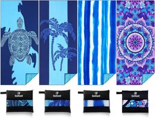 4 Pack Lightweight Thin Beach Towel Oversized 71"x32" Big Extra Large Microfiber