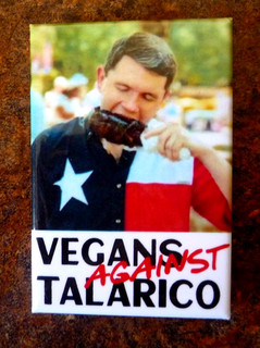 2026 TEXAS ANTIdemócrata JAMES TALARICO para el Senado de los Estados Unidos logotipo botón VEGANOS CONTRA