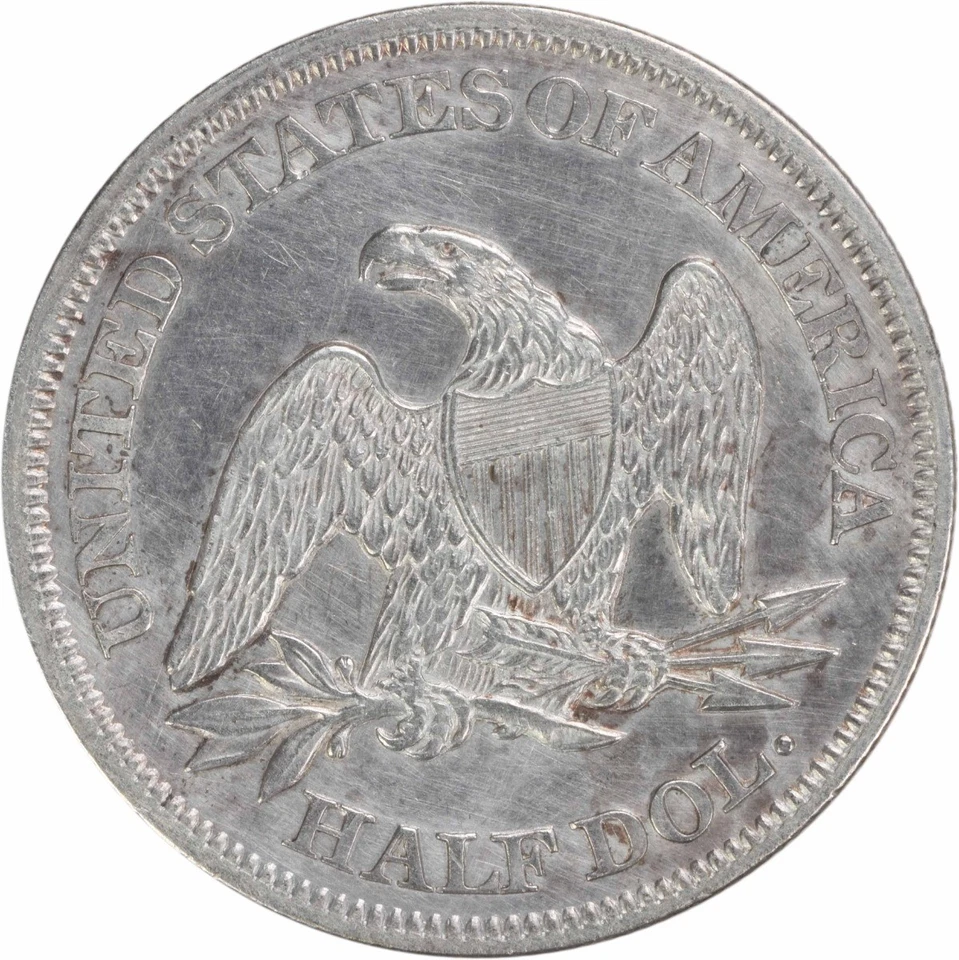 1863 Liberty Seated Silver Half Dollar Slider AU Uncertified #159 - Image 2 of 2