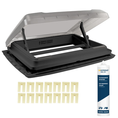 MPK Vision Star L Schwarz Dachhaube klar 70x50 cm Dachstärke 25-60 mm Dichtmasse