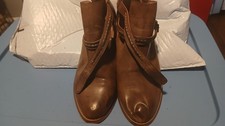 Womens Brown Ankle Strap Buckle Ankle Boots Solid Round Toe Casual Boot