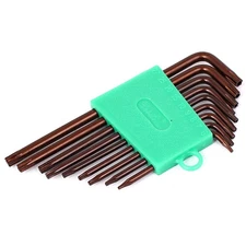 T6-T27 L Style S2 Security Torx Key Wrench Spanner Tools Brown 9 in 1