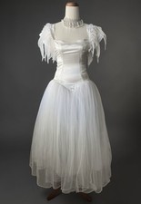 Vintage 1980s handmade basque waist tea length ballerina style wedding dress