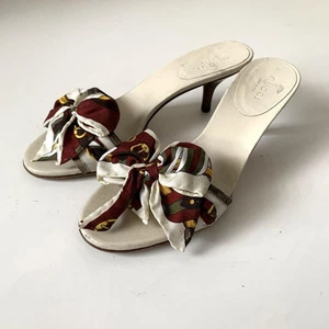 Gucci écharpe ruban mulet sandales US5 toile fabriquée en Italie du Japon y6680