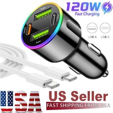 120W Fast Car Charger 4Port Adapter  Cable For Samsung A17 A16 A15 A14 A13 A56