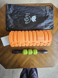 IUGA Orange Foam Roller Set Massage Grid Hollow Design with Massage Stick & Bag