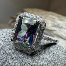 Mystic Topaz Ring Engagement Cocktail Statement Promise Ladies Ring 925