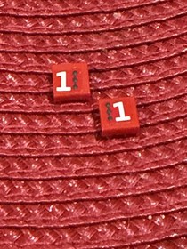 LEGO 3070pb266R & L RED Tile 1x1 # 1 & Three Dots 75872 AUDI R18 e-tron Quattro