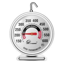 KT THERMO Oven Thermometer150-600°F, Grill Fry Chef Smoker Analog Silver 