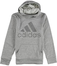 Adidas Girls Core Emboss Hoodie Sweatshirt, gray, Big Kids 8-20 , L 14 
